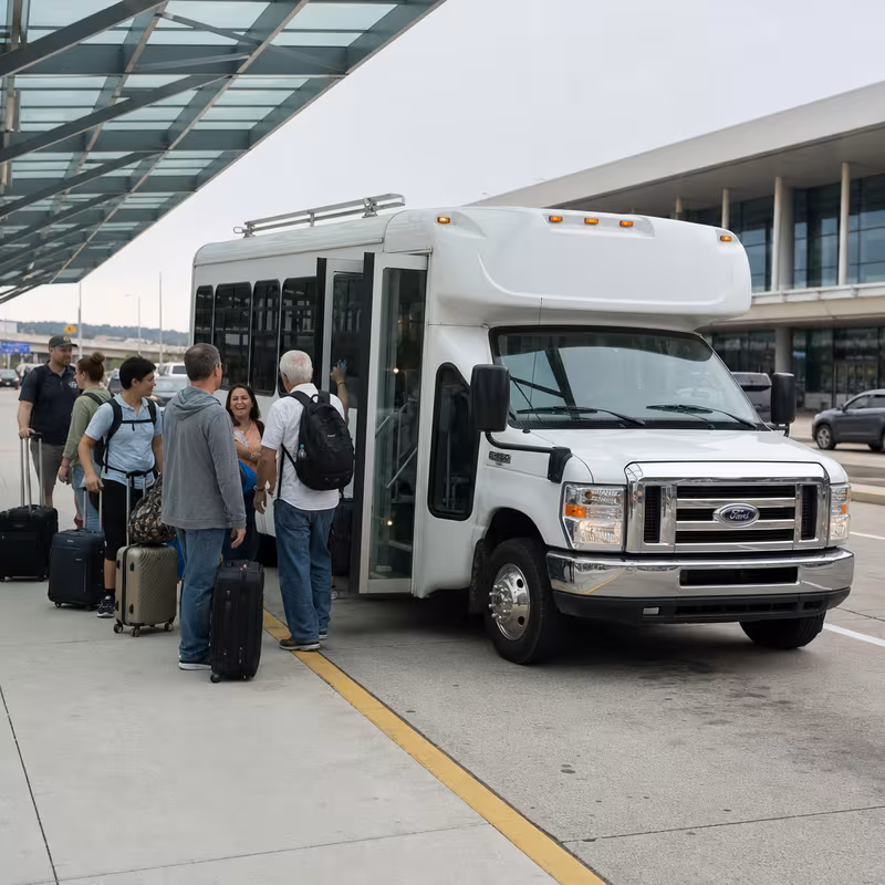 Black Mercedes Sprinter van staged for an Pittsburgh Airport Transportation group
