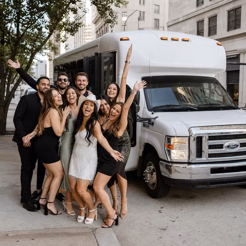 Black Mercedes Sprinter van staged for an Pittsburgh Bachelor & Bachelorette Transportation group