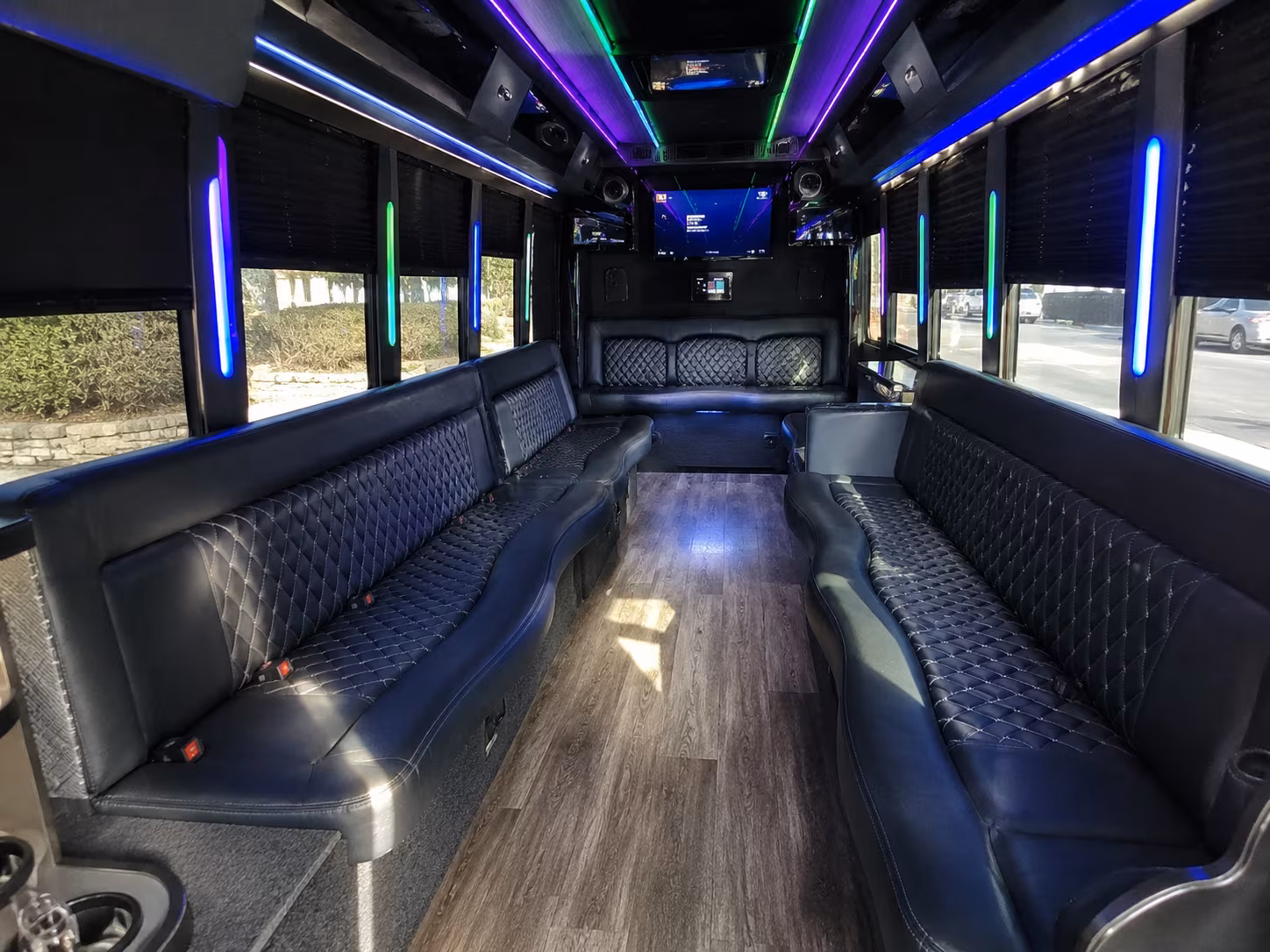 Pittsburgh Birthday, Sweet 16, & Quinceañera Transportation party bus interior