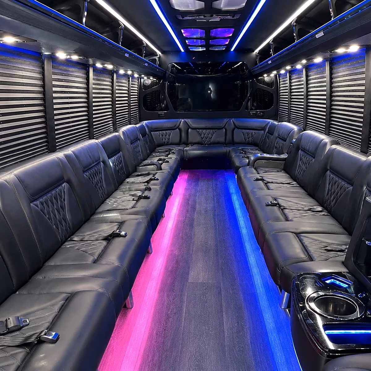 Pittsburgh Sporting Event Transportation party bus interior
