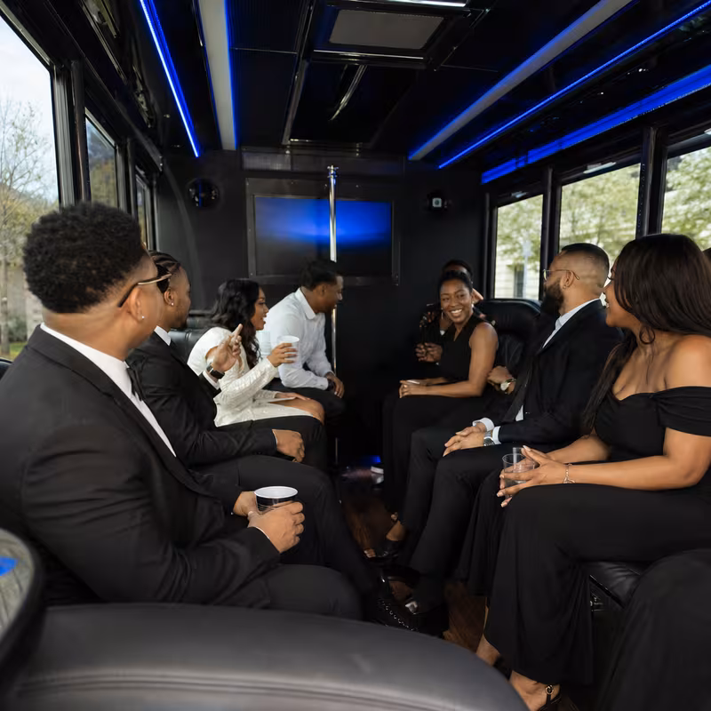 Black Mercedes Sprinter van staged for an Pittsburgh Private Event Transportation group