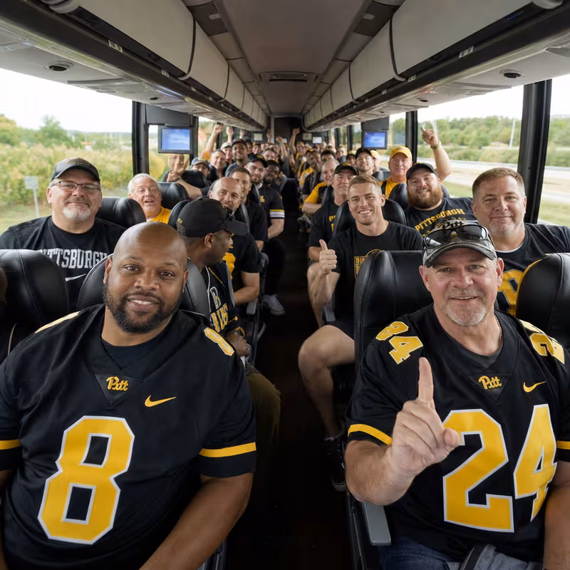 Black Mercedes Sprinter van staged for an Pittsburgh Sporting Event Transportation group