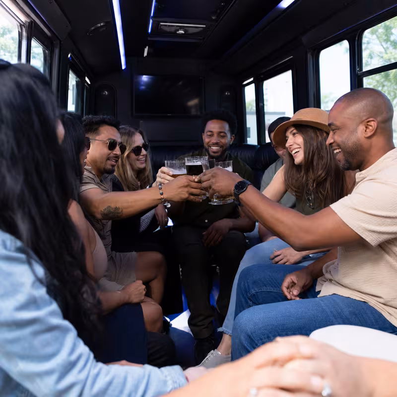 Black Mercedes Sprinter van staged for an Pittsburgh Winery & Brewery Tour Transportation group